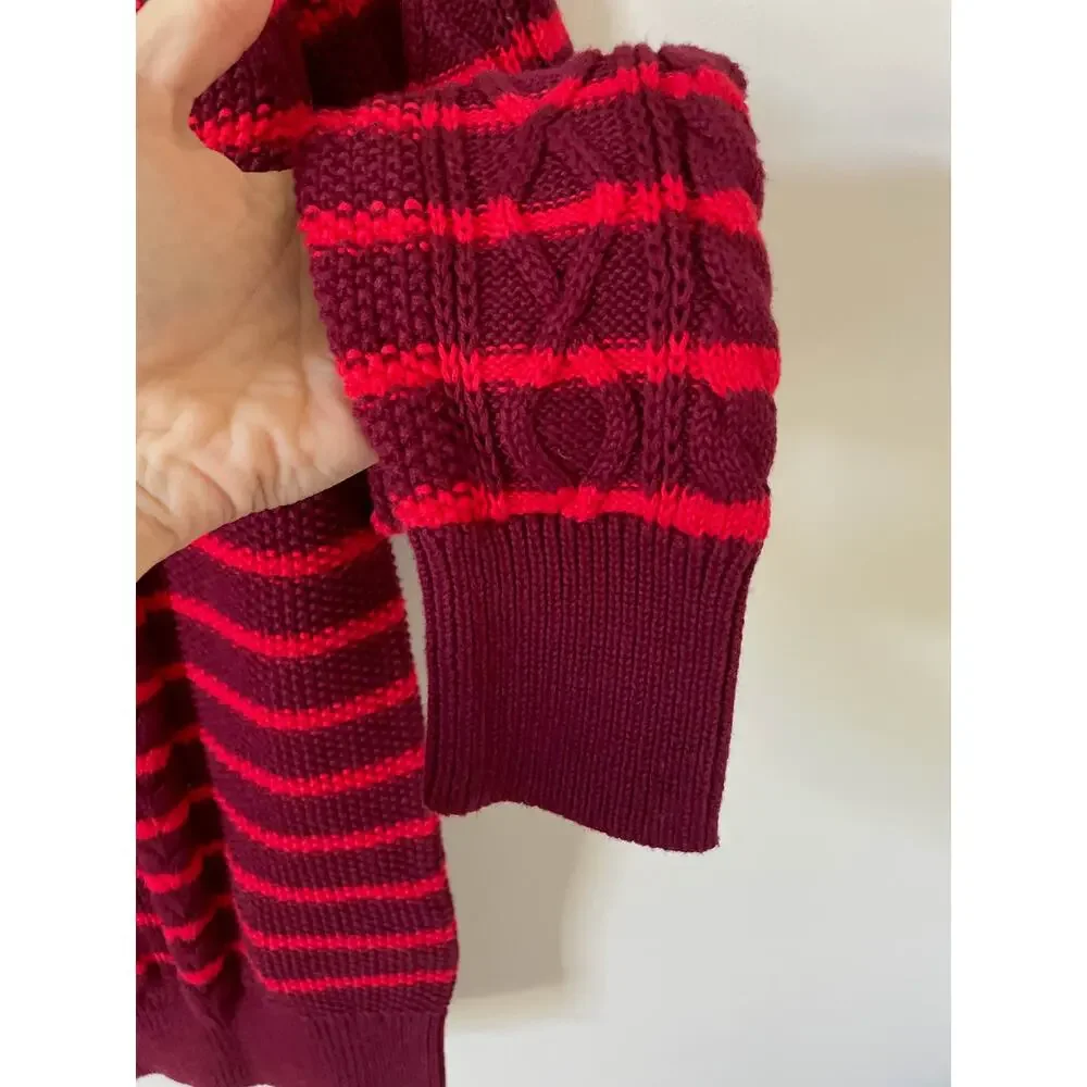 Gap Striped Pullover Cotton Heavy Sweater Red Size Small NEW with tags